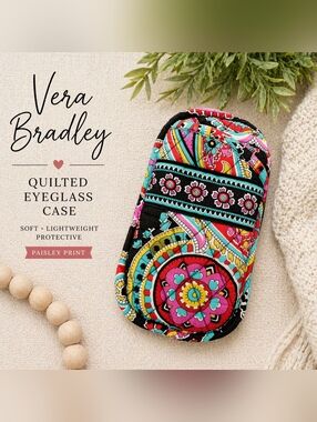 Vera Bradley Quilted Eyeglass Case Paisley Print Soft Padded Sleeve